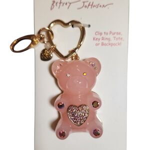 Betsey Johnson Pink Gummy Bear Bag Charm Pink Rhinestones